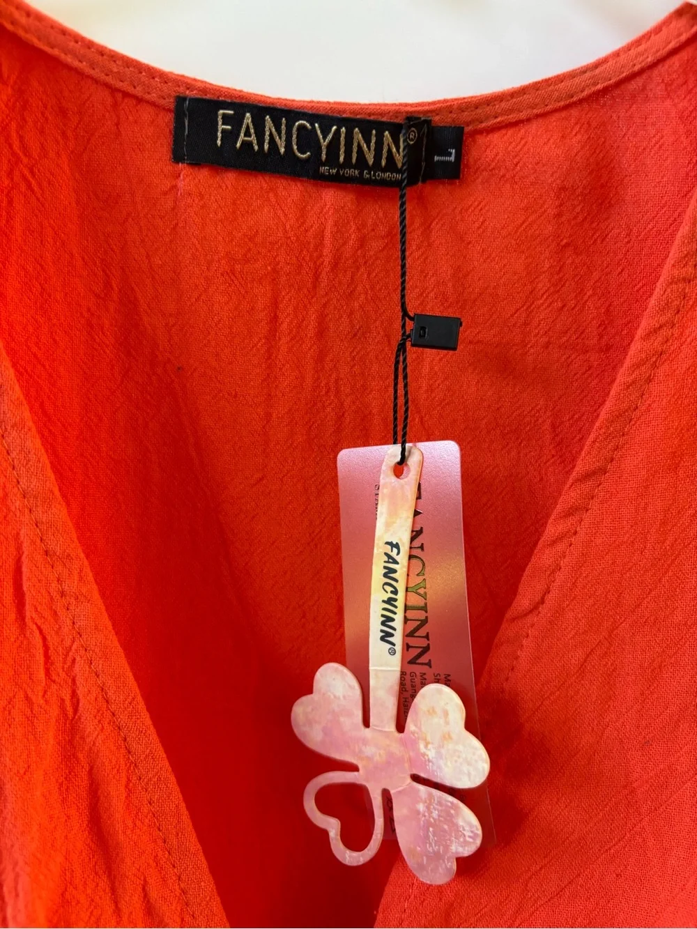 Fancyinn 2 Piece Deep V Neck Crop Top With Side Slit Drawstring Pants L Orange - Picture 8 of 9